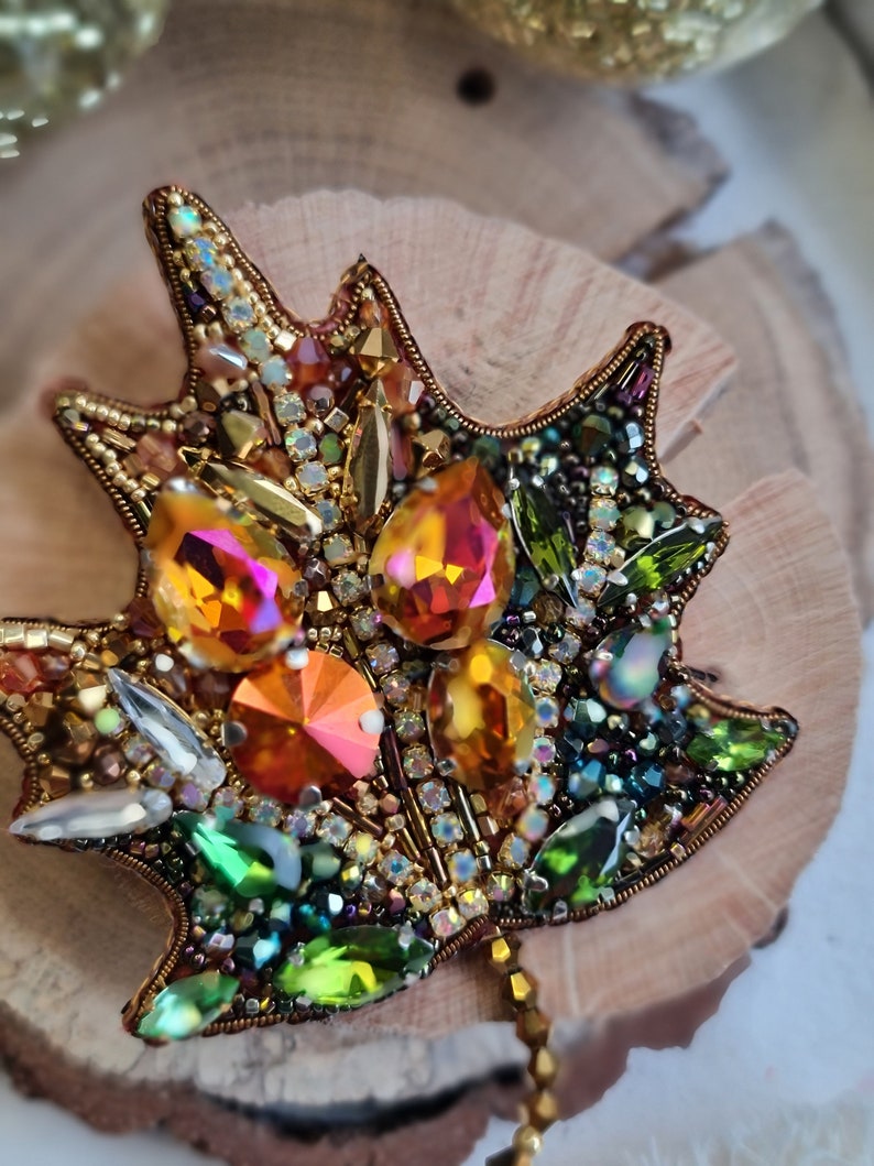 Golden Elegance: Maple Leaf Brooch for Women Festive Christmas Pin image 8