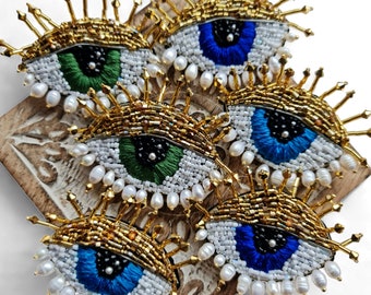 eye beaded brooch for woman, eye jewelry gift for her