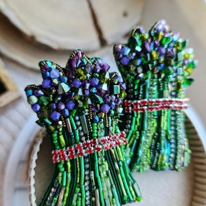 Purple Asparagus Delight Brooch - Gourmet Foodie and Veggie Lover's Dream Gift