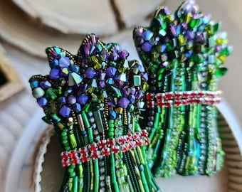 Purple Asparagus Delight Brooch - Gourmet Foodie and Veggie Lover's Dream Gift