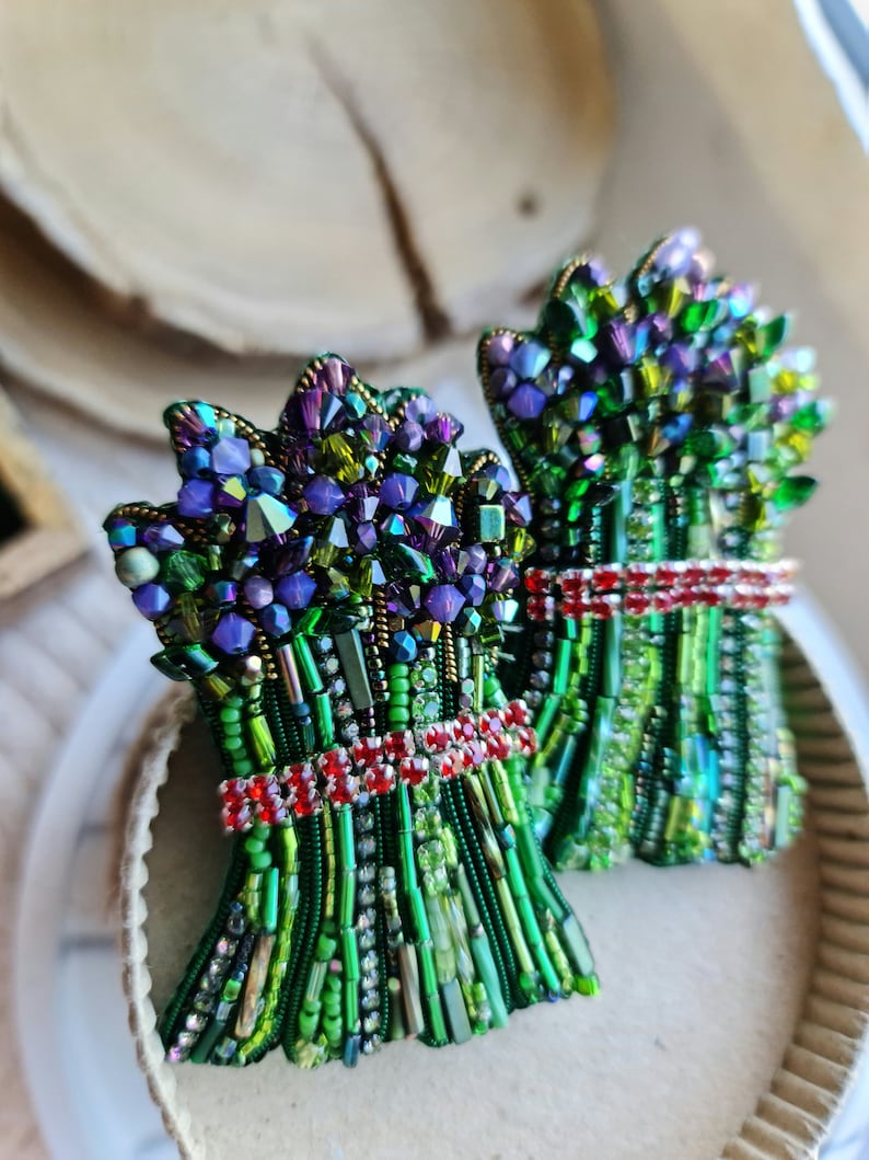 Purple Asparagus Delight Brooch Gourmet Foodie and Veggie Lover's Dream Gift image 1