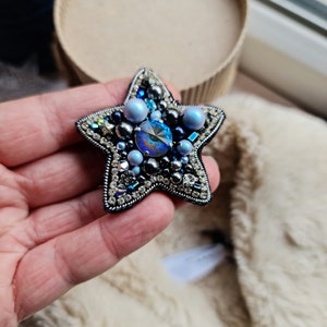 Star bead brooch, christmas pin and brooch, christmas gift for her little star