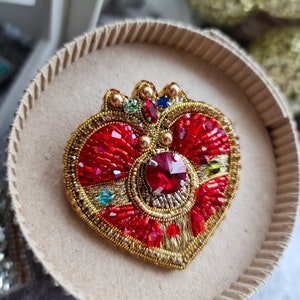 【Sinoon】 Beaded Heart Brooch SINOON