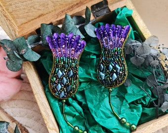 Lila Blume Brosche, Distel Schmuck einzigartige Geschenke für sie, Herren Anstecknadel, Muttertagsgeschenk