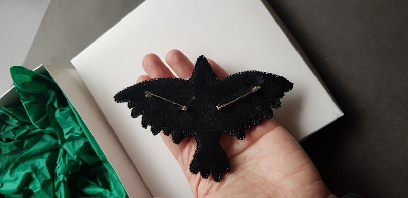 Raven brooch, Gothic brooch, Black Bird Pin image 10