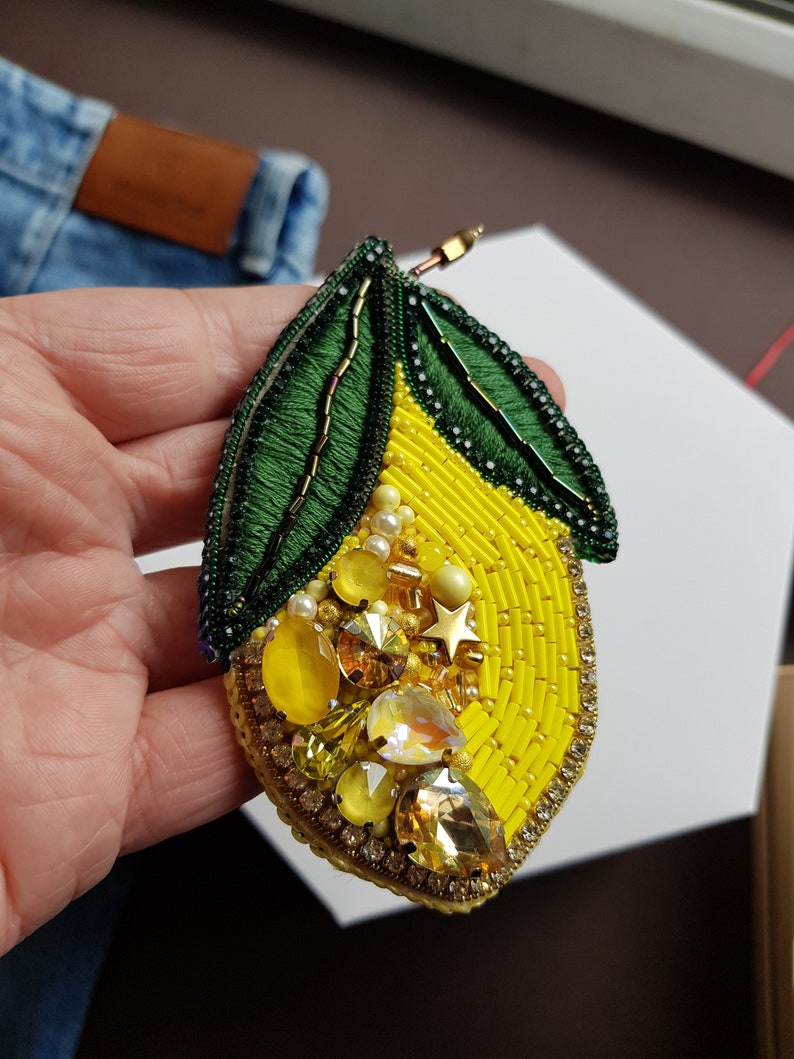 lemon beaded brooch, valentine day gifts image 8