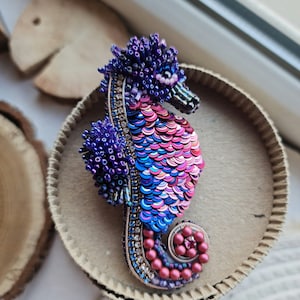 Purple Seahorse Brooch Animal Jewelry Unique Gifts for Her Nature Lover Gift Unique Lapel Pin Brooch Jewelry Gift for Her image 8