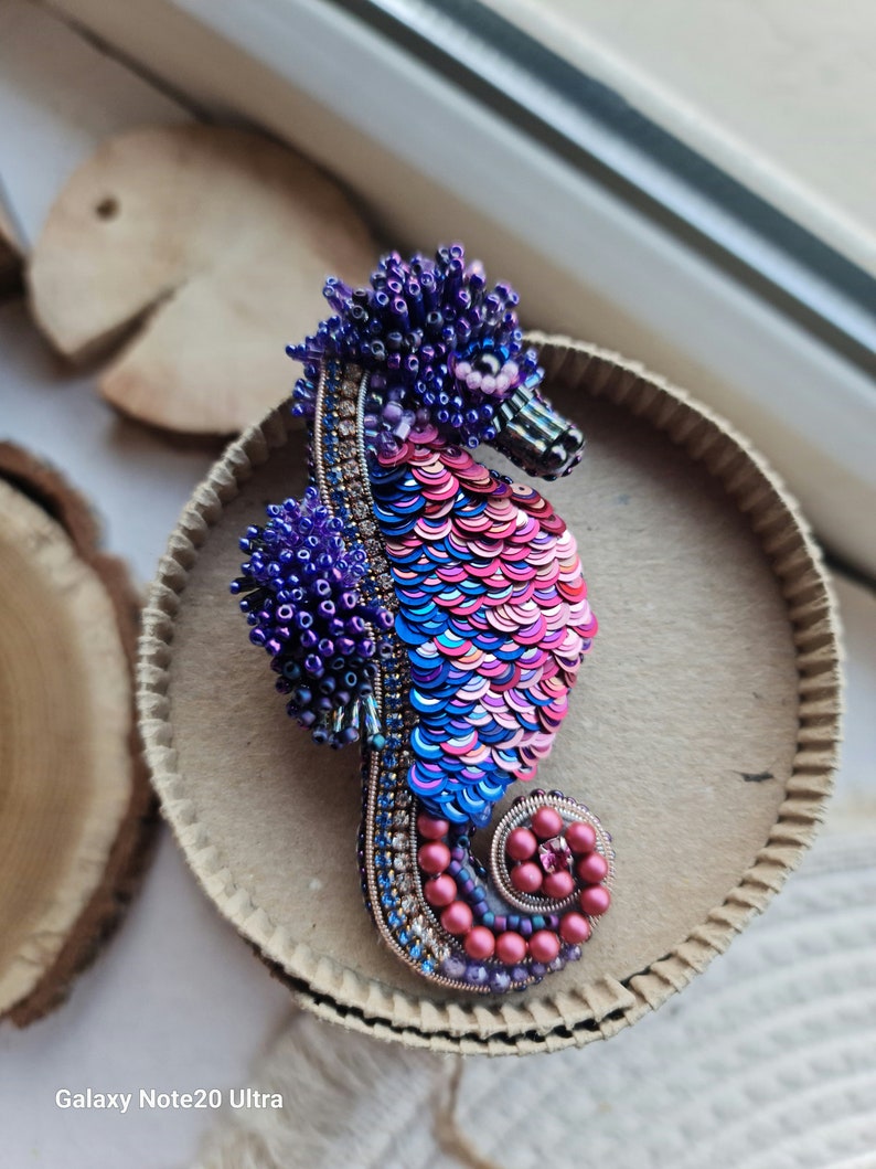 Purple Seahorse Brooch Animal Jewelry Unique Gifts for Her Nature Lover Gift Unique Lapel Pin Brooch Jewelry Gift for Her Purple