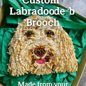Beaded Labradoodle Brooch – Custom Embroidered Pet Portrait Pin
