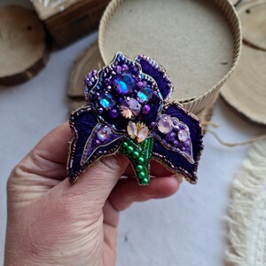 Purple iris brooch, unique gifts for her image 10