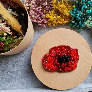 red poppy brooch, flower jewelry, image 6