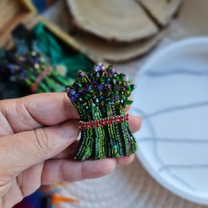 Purple Asparagus Delight Brooch Gourmet Foodie and Veggie Lover's Dream Gift image 7