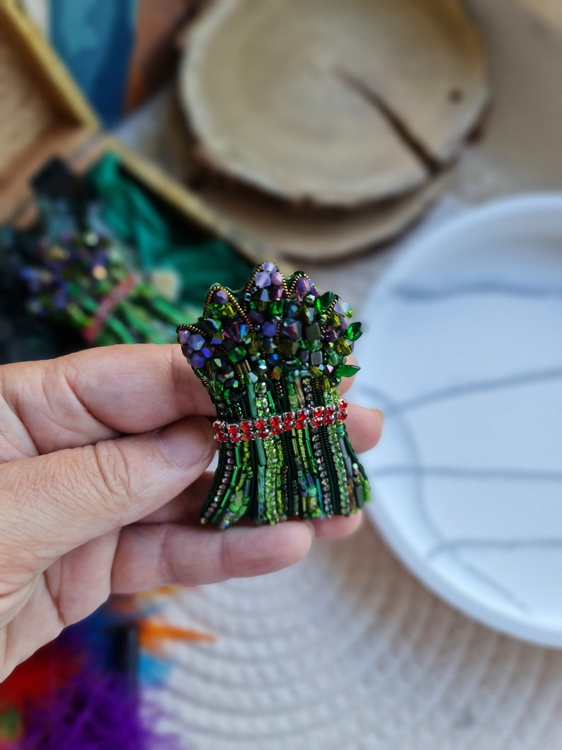 Purple Asparagus Delight Brooch Gourmet Foodie and Veggie Lover's Dream Gift image 7