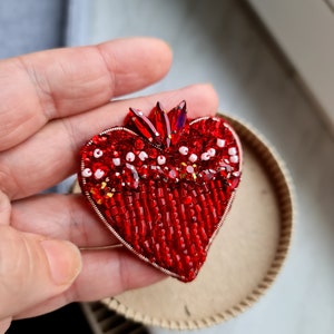 Red heart brooch, Love pin valentines day gift, brooch for woman, unique holiday gift, gift for her brooch image 4