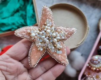 Stellar Seas: Starfish Beaded Brooch - Ocean Jewelry Gift for Mother's Day