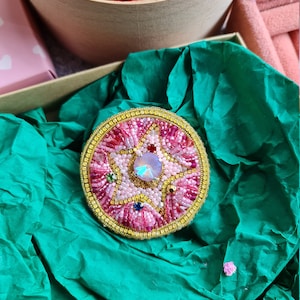 sailor moon beaded brooch, cosplay brooch, crystal star brooch