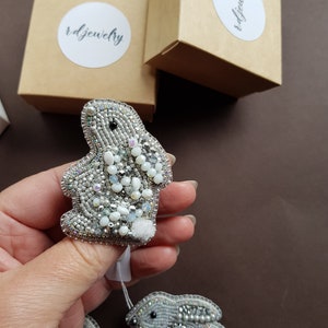 Cute Rabbit Pin, Kawaii Bunny Brooch, Gifts For Kids,  Hand Embroidery Brooch