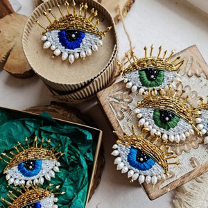 Evil Eye Brosche, Augenschmuck, Broschen für Frauen, Kragen Pin