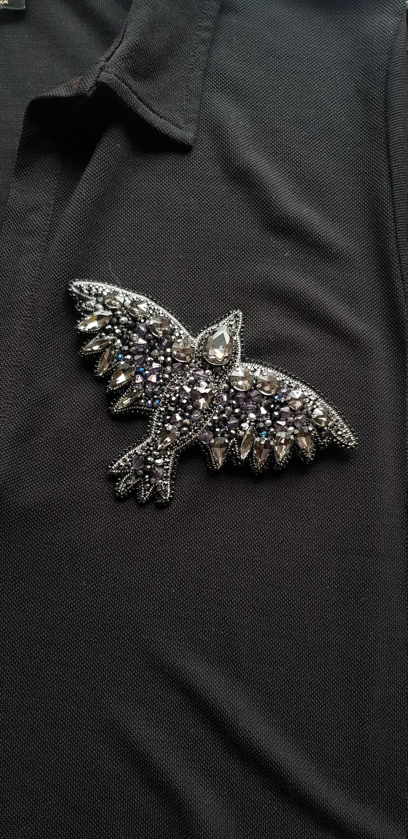 Raven brooch, Gothic brooch, Black Bird Pin image 7