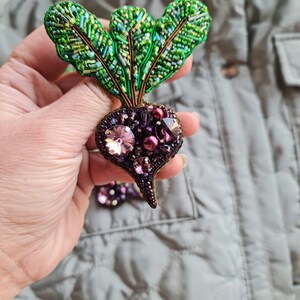 Purple Beet Vegetable Handmade Brooch Original Nature Lover Gift Unique Lapel Pin Gift for Her Best Friend Christmas Gift image 3