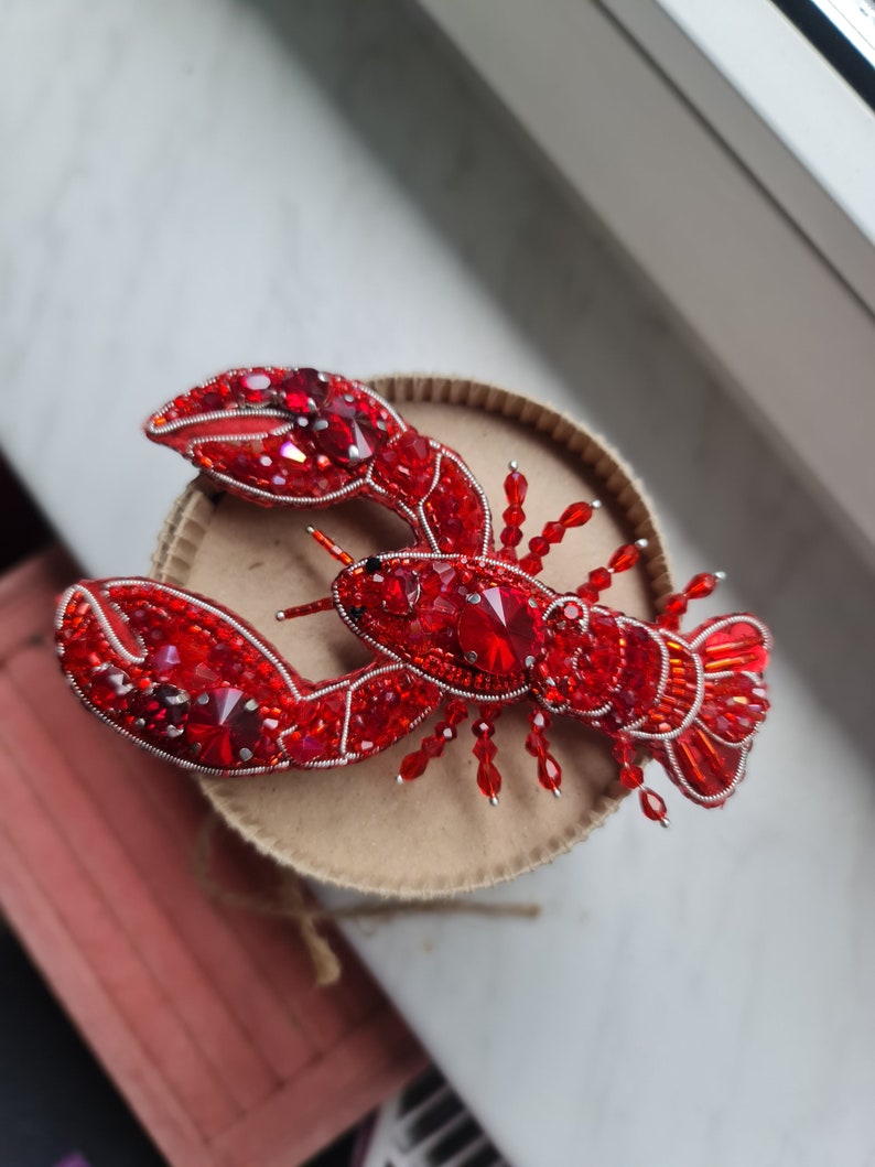 lobster brooch, ocean jewelry, unique gifts for her, lapel pins men, nature jewelry, brooches for women image 5