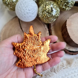 Golden Elegance: Maple Leaf Brooch for Women Festive Christmas Pin image 4