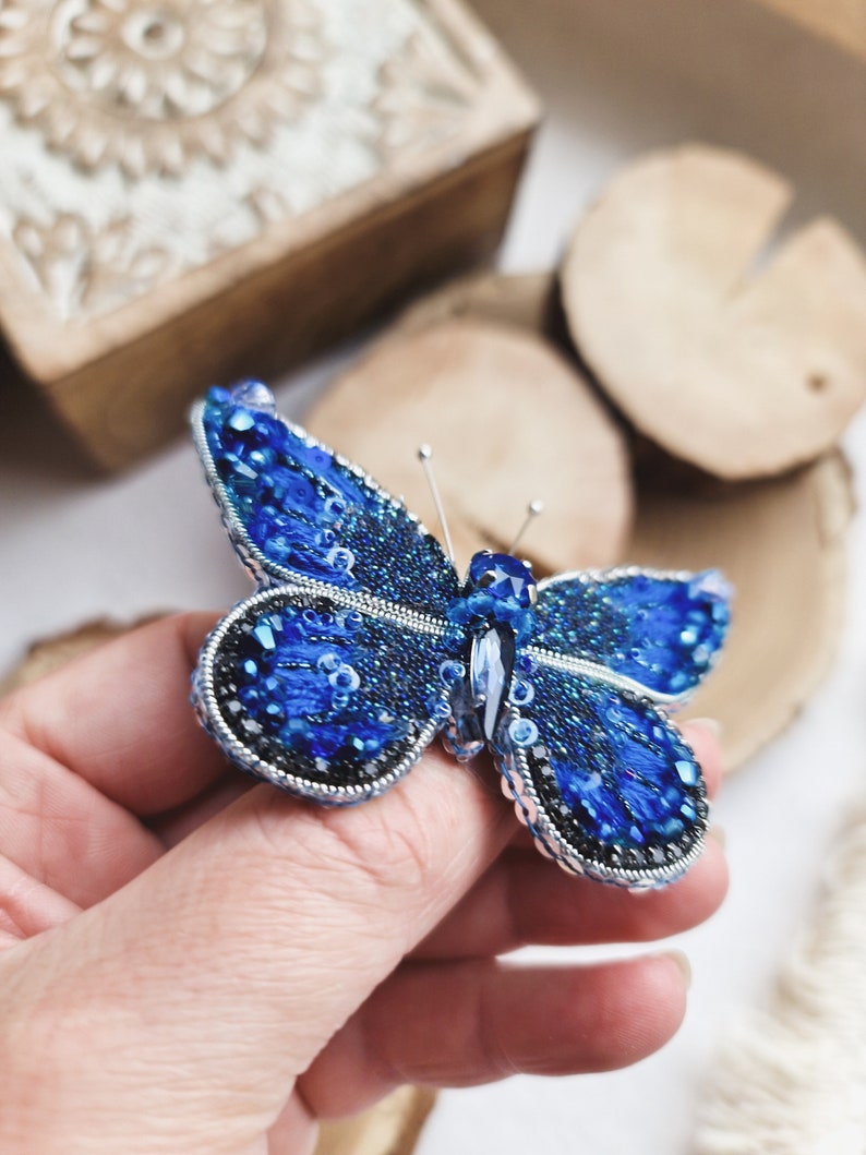 butterfly embroidery brooches for women image 4