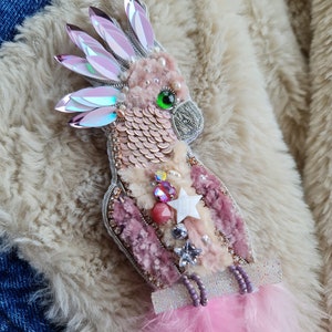 Bird beaded brooch. parrot gifts for mother day image 2