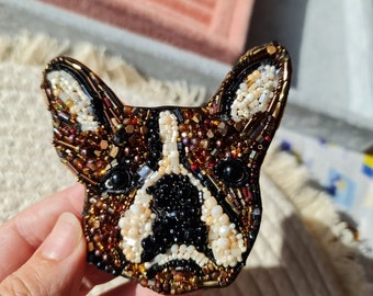 French Bulldog Embroidery Brooch Custom Pet Portraits Bulldog Gifts Etsy