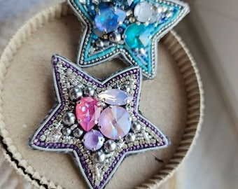 Star celestial brooch, unique gift for her