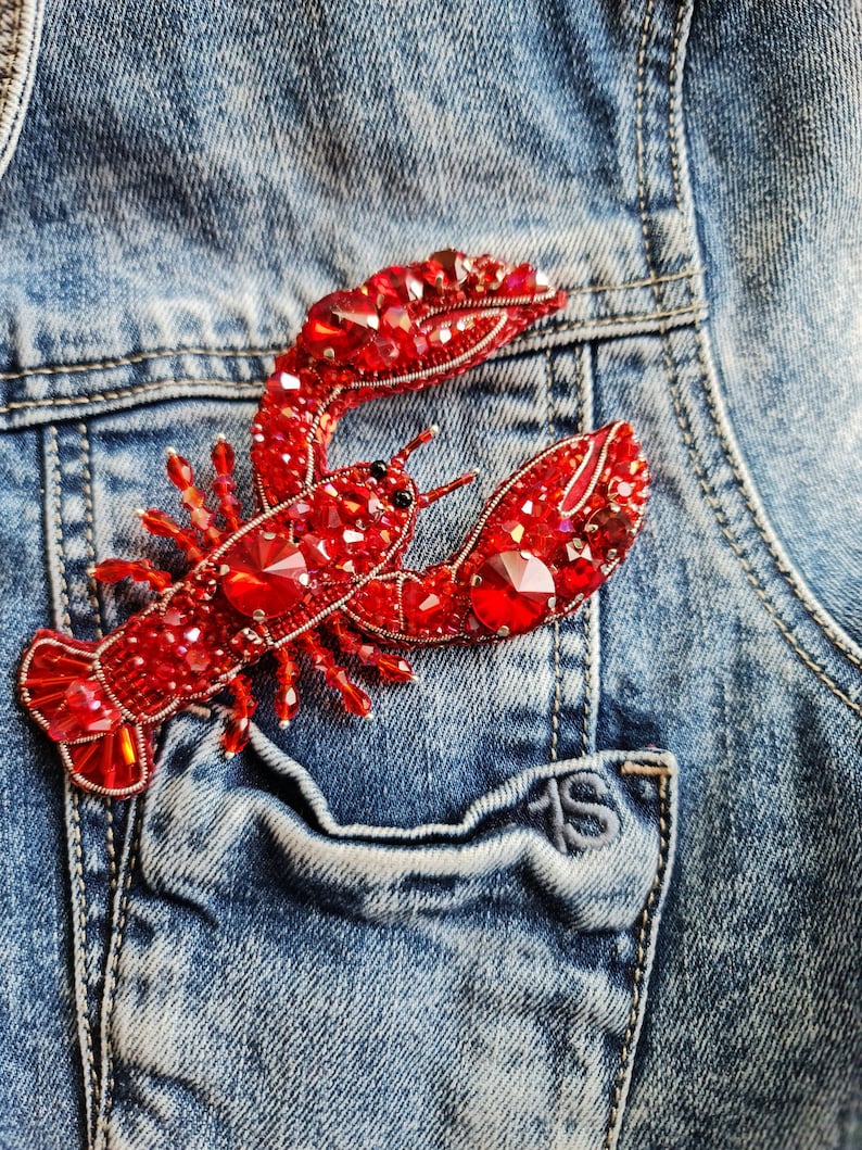 lobster pin, animal brooch, nature jewelry image 2