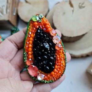Exquisite Papaya Bloom: Large Brooch for Mother's Day
