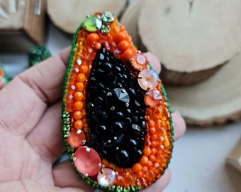 Exquisite Papaya Bloom: Large Brooch for Mother's Day