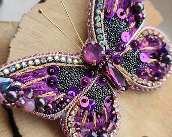 purple butterfly brooches for women
