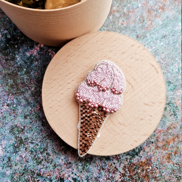 Ice Cream Brooch, Sweets Pin