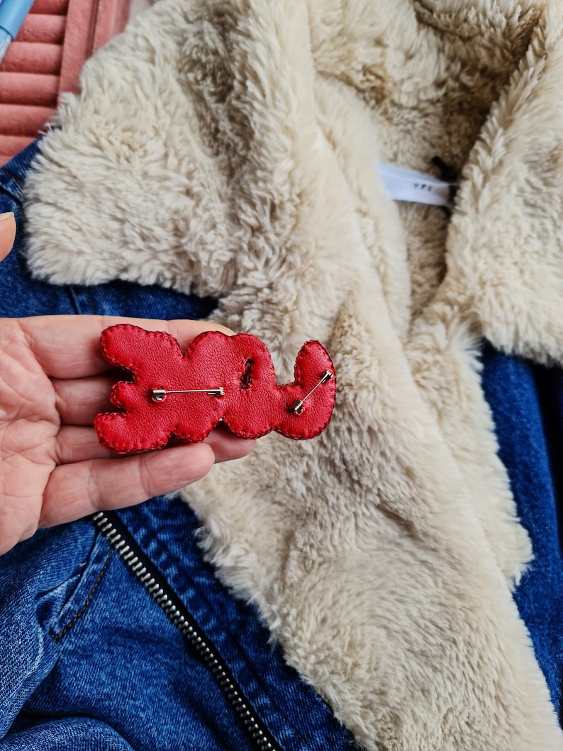 Red Beaded Brooch, Word, Name brooch image 6