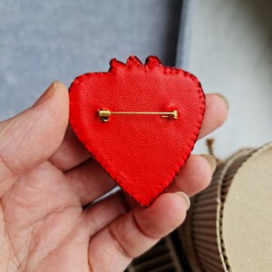 Red heart brooch, Love pin valentines day gift, brooch for woman, unique holiday gift, gift for her brooch image 7