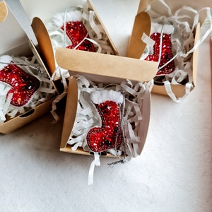 Christmas tree decorations, Christmas tree baubles, Red and white, Scandinavian Christmas image 6