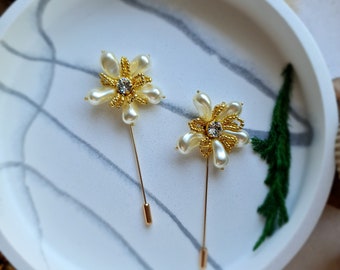 Pearl Petals Delight Brooch | Handmade Flower Gift