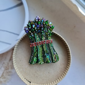 Purple Asparagus Delight Brooch Gourmet Foodie and Veggie Lover's Dream Gift image 3