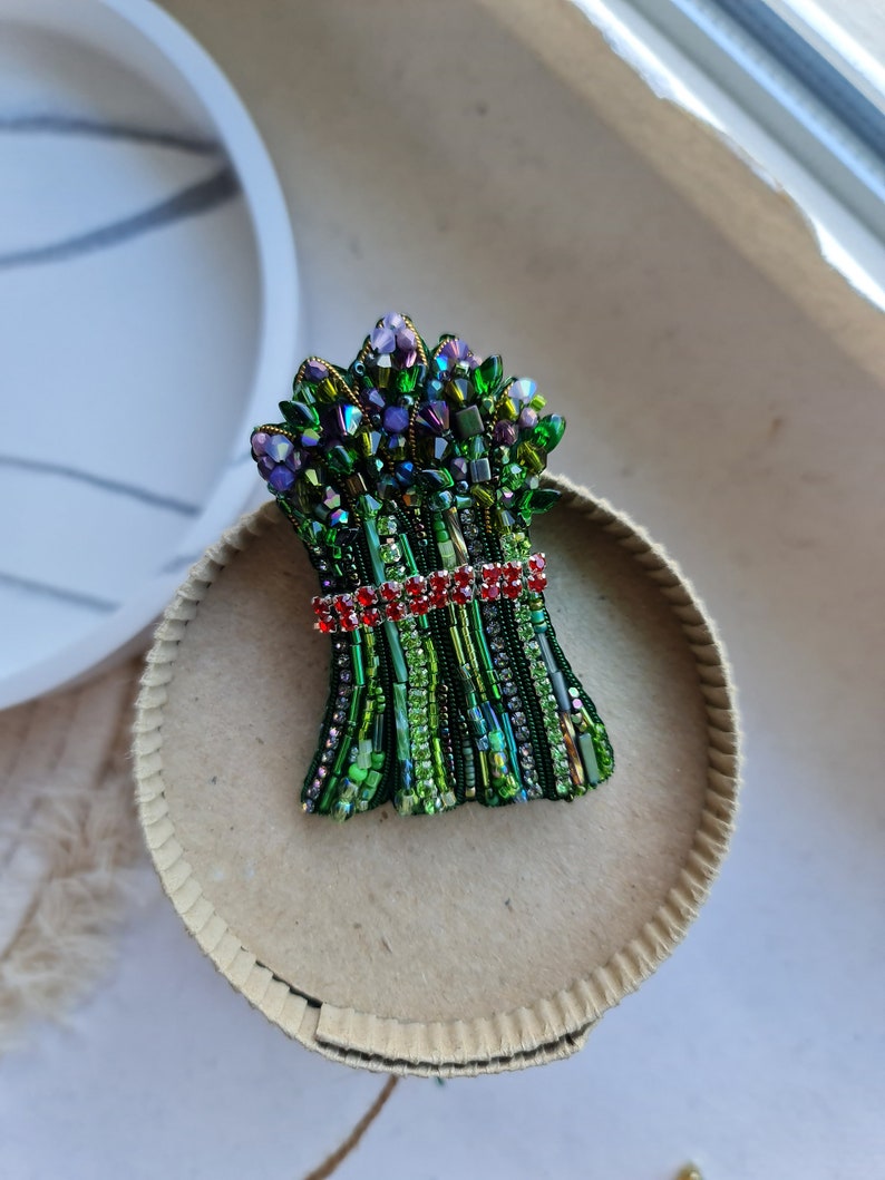 Purple Asparagus Delight Brooch Gourmet Foodie and Veggie Lover's Dream Gift image 3