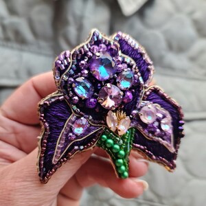 Purple iris brooch, unique gifts for her image 7
