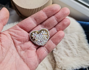 Heart Elegance: Personalized Embroidery Brooch - Delicate Artistry for a Unique gift