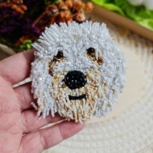 Custom pet portrait embroidery, personalized dog portrait brooch pin image 3