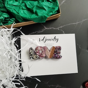 Juego de broches de amor hechos a mano con cuentas / Joyas con letras románticas / Regalo para amantes y parejas