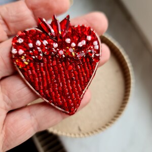 Red heart brooch, Love pin valentines day gift, brooch for woman, unique holiday gift, gift for her brooch image 5