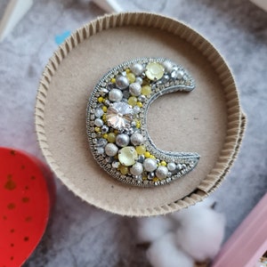 moon brooch, celestial pin, nature jewelry