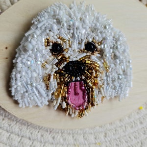 Custom pet portrait embroidery, personalized dog portrait brooch pin image 7