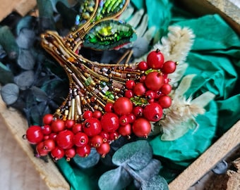 Viburnum Treasures Brooch | Guelder Rose Jewelry, ukraine hand made