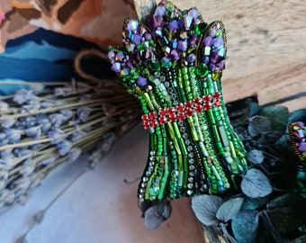 vegetable brooch, asparagus jewelry, gift for her brooch, unique holiday gift for woman, unique holiday gift for coworker